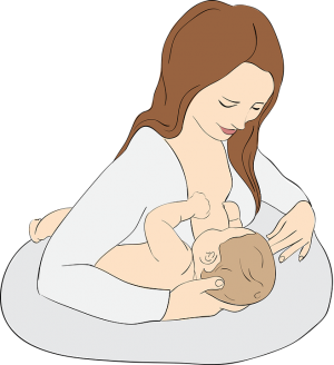 Eine Mutter stillt das Kleinkind